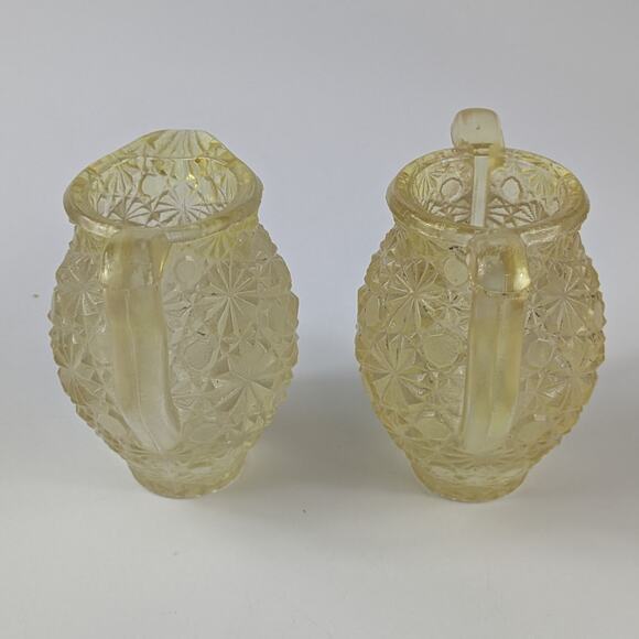 Crystal Miniature Creamer & Sugar Daisy & Button Vintage 1950’s-60’s L E Smith - Picture 2 of 9